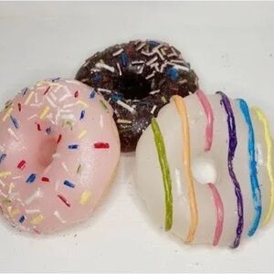 New. Martha Stewart Donut Candle Trio - Pink, Chocolate & Creamy White